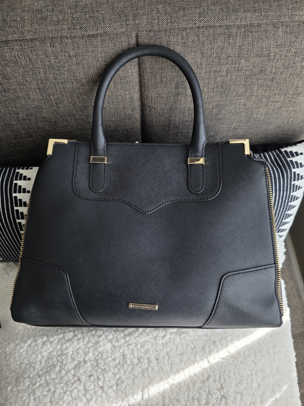 Rebecca Minkoff Black Top-Handle Satchel with Gold Hardware - Picture 2 of 9